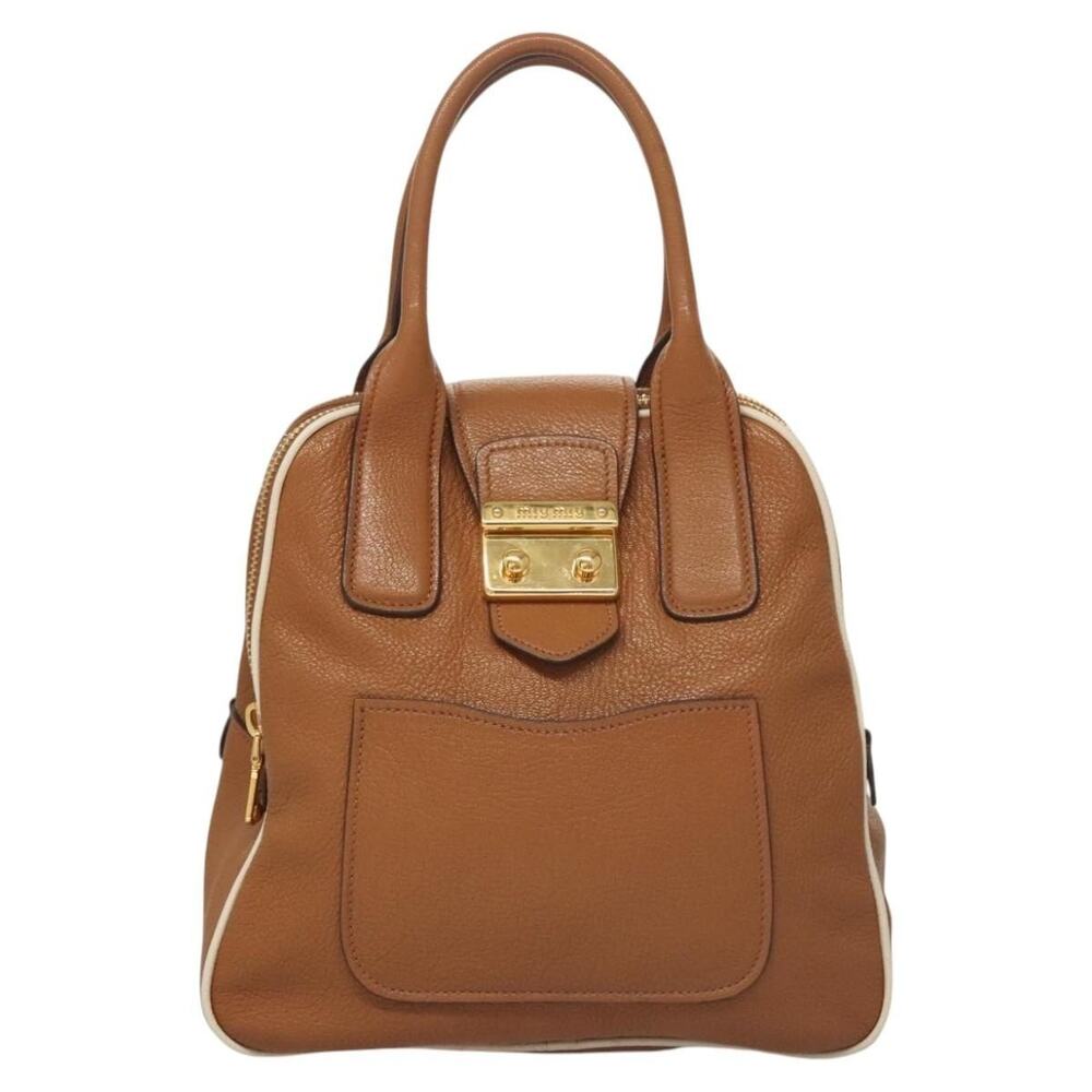 Miu Miu Matelasse Leather Handbag Brown